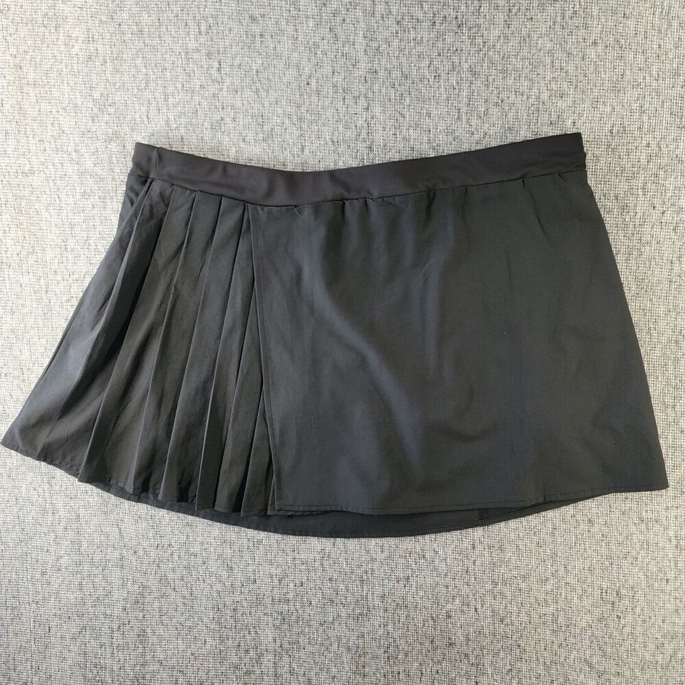 Avia Womens XL Black Side Pleated Asymmetrical Wrap Athletic Golf Tennis Skort